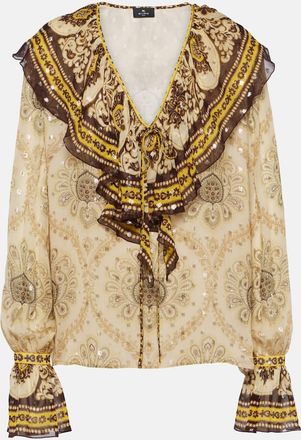 Etro Ruffled paisley silk-blend blouse