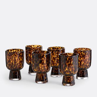 La Redoute Interieurs Set van 6 glazen op voet in amberkleurig glas, Fauvita