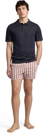 Onia Linen Sweater Short Sleeve Polo in Midnight at Nordstrom, Size Xx-Large