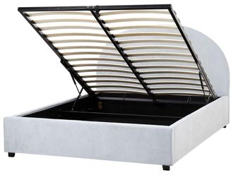 Beliani Cama matrimonial de tejido azul 140x200