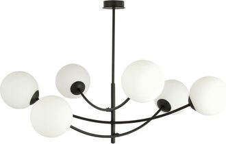 Wonderlamp Lámpara de araña con estructuras orientables y 6 esferas opal blancas