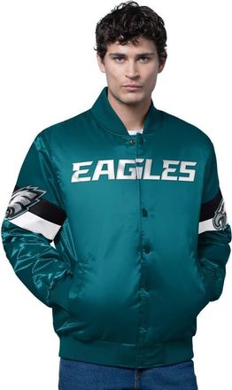 Starter Mens Starter Midnight Green Philadelphia Eagles Triple Option Satin Varsity Full-Snap Jacket at Nordstrom, Size Xxx-Large