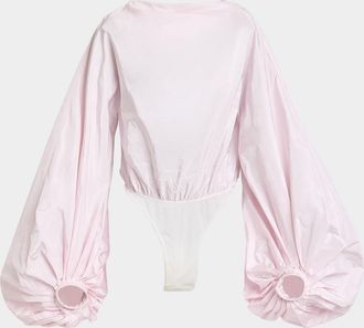 Alaia Puff-Sleeve Backless Bodysuit