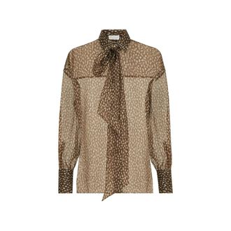 Brunello Cucinelli Dapple Silk Organza Shirt With Neck-tie