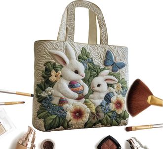 Generic Rabbit Pattern Tote, Aesthetic Canvas Pouch, Durable with Rugged Cotton Material, Reusable Storage Solution, Handheld Bag with Playful Design, Childre