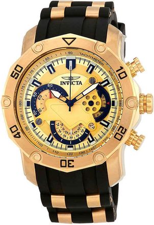 Invicta Pro Diver Chronograph Gold Dial Mens Watch 23427