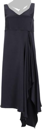P.A.R.O.S.H. Sleeveless Black Midi Dress with Draped Asymmetrical Detail