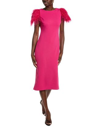 Badgley Mischka Feather Shoulder Cocktail Dress