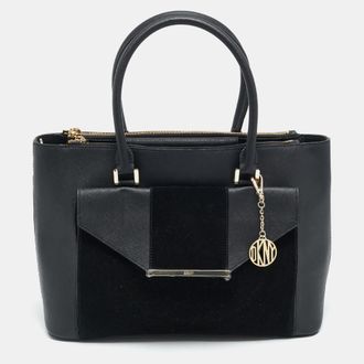 DKNY Dkny Bryant Park Black Saffiano Leather And Suede Tote