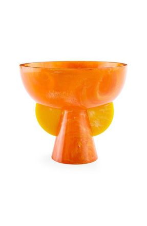 Jonathan Adler Como Pedestal Bowl in Orange /Yellow Marble at Nordstrom