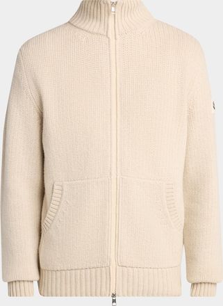 Moncler Men & apos;s Wool and Cashmere Rib-Knit Full-Zip Cardigan
