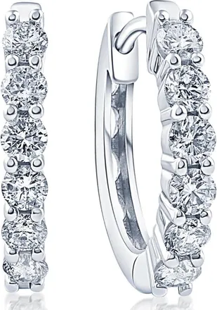 Pompeii3 3/4 Ct TW Diamond Hoops Womens Earrings in White or Yellow Gold 15mm tall