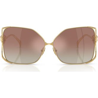 Versace 62mm Oversize Square Sunglasses in Gold /Brown Mirror Silver at Nordstrom