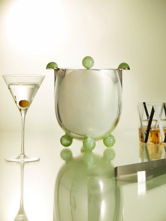 Wiener Silber Manufactur Sterling Silver and Jade Ice Bucket