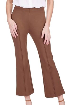 Jade Yoga Front Seam Ponte Bell Leg Ankle Pant In Chocolate