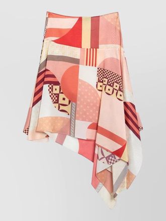 Fendi asymmetric hem skirt draped geometric pattern