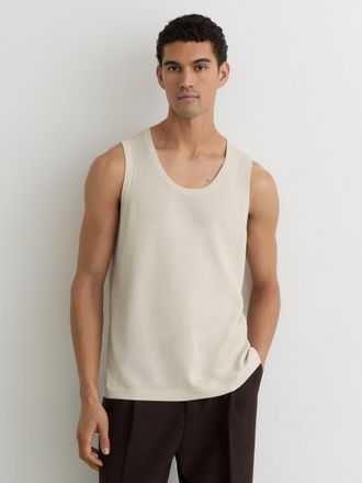 Reiss Off White Textured-knit Round-neck Vest, Xxl