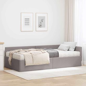 vidaXL Estructura De Cama Esquina Con Colch&oacute;n Otro 2 Uds. Taup&eacute; Tela Vidaxl