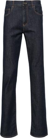Canali slim-cut denim pants - men - Elastane/Cotton - 60 - Blue