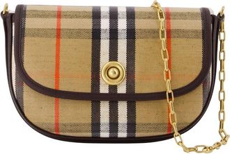 Burberry Check Canvas Crossbody Bag Beige
