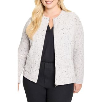 Nic+Zoe Mix Zip Front Knit Jacket in Sugar Cookie at Nordstrom Rack, Size 3X