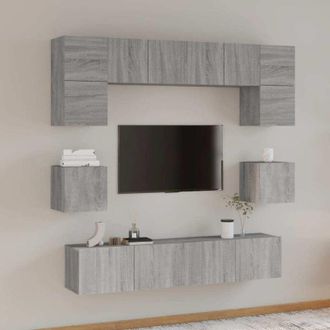 vidaXL Set De Muebles Para Tv 8 Pzas Madera Contrachapada Gris Sonoma Vidaxl