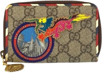 Gucci Pre-owned Wallets, male, Beige, Size: ONE SIZE Pre-owned Courier GG Supreme Canvas Coin Case