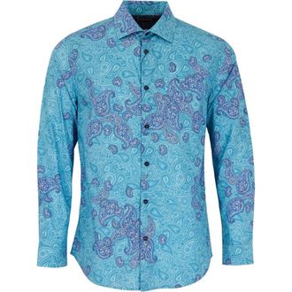 Lords of Harlech Nigel Button-Up Shirt in Montgat Paisley Teal at Nordstrom, Size Xx-Large