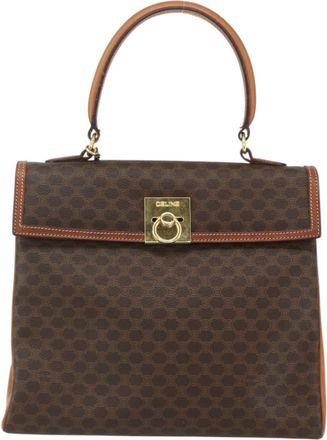 Celine Vintage Macadam Handbag Canvas And Leather Brown Canvas Handbag (Pre-Owned)