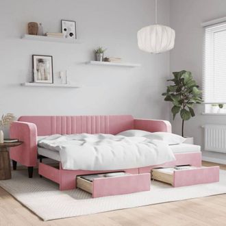 vidaXL Furniture Limited - Sofá cama nido con cajones terciopelo rosa
