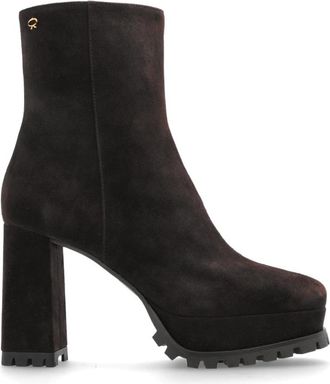 Gianvito Rossi Hoge enkellaarsjes Harlem - Dames - Laarzen met Hak - Bruin - 41 EU - Leer - Schoenen