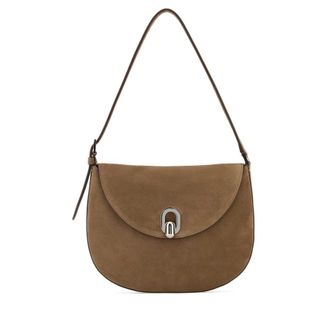 Savette Beige Suede Small Tondo Crossbody Bag