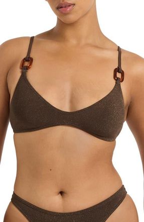 Bond-Eye Ring Edwards Shimmer Bikini Top in Walnut at Nordstrom