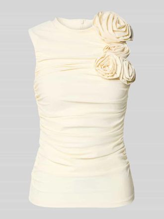 Vero Moda Slim Fit Bluse mit floralem Besatz Modell Orchida in Offwhite, Gr&ouml;&szlig;e XS