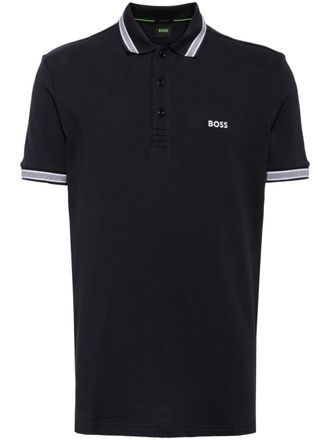 BOSS Poloshirt met geborduurd logo - Blauw