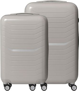 Relaxdays Relaxdays 2-piece luggage set, 4 wheels, hard shell, 2 sizes, telescopic handle, TSA lock, beige
