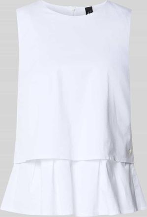 Marc Cain Blusenshirt mit Volantsaum und Rundhalsausschnitt in Weiss, Gr&ouml;&szlig;e 34