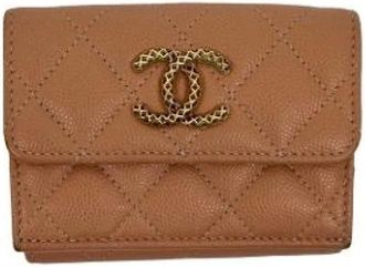 Chanel Pre-owned Wallets, female, Beige, Size: ONE SIZE Pre-owned Leather Wallet