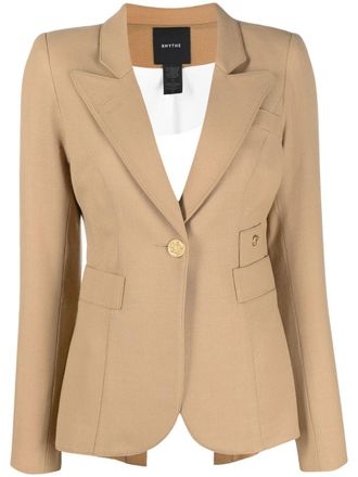 Smythe peak-lapels single-breasted blazer - women - Polyester/Spandex/Elastane/Wool - 12 - Brown