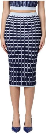 Elisabetta Franchi Gebreide Rok Jas - Dames - Midirokken - Blauw - M - Rokken