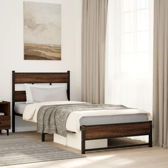 Berkfield Home Metal Bed Frame without Mattress Brown Oak 107x203 cm