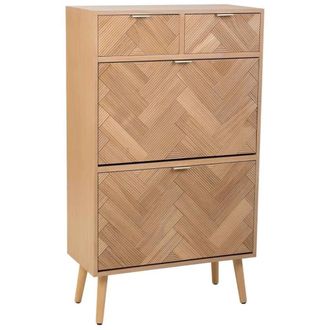Wanderlust Deco Mueble zapatero de madera 2 puertas y 2 cajones 70x32x120 marr&oacute;n