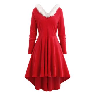 Generic Womens Christmas Fancy Dress Outfits, Sexy Elf Costume Adult Women Christmas Dress Santa Swing Women Costume Outfit Cocktail for Xmas Party Cosplay La