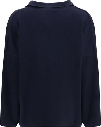 Ella Womens Wool Polo Collar Sweater Blue Navy Merino Ovis Aries Shirts