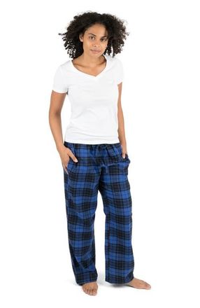 Leveret Womens Cotton Flannel Holiday Pajama Pants in Plaid Black & Navy at Nordstrom, Size Xx-Large