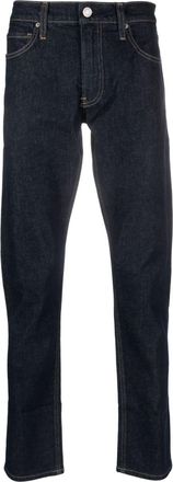 Calvin Klein logo-patch slim-cut jeans - men - Cotton/Elastane - 32/34 - Blue