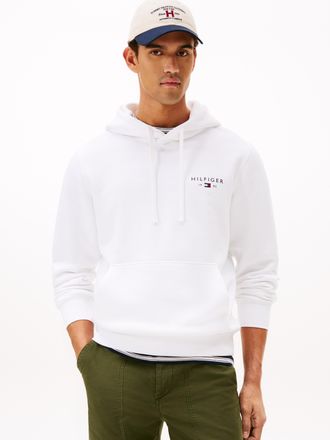 Tommy Hilfiger Hoodie TOMMY HILFIGER BRAND LOVE SMALL HILFIGER, Herren, Gr. L, wei&szlig;, Sweatware, Obermaterial: 77% Baumwolle, 23% Polyester, normal normal, Rippb&uuml;ndch
