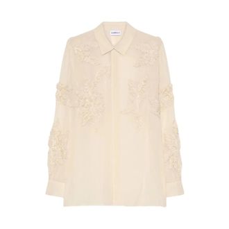 Marella Camicia in georgette ricamata - - Blouses & Shirts - Donna - Beige - M