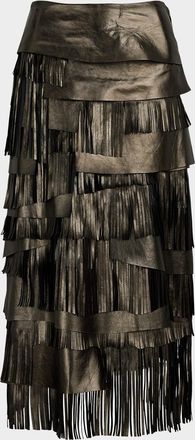 Ralph Lauren Collection Belinda Metallic Lambskin Skirt