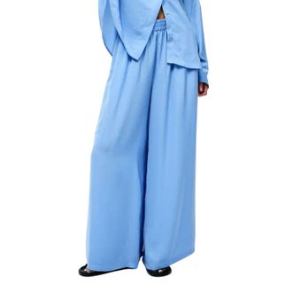 French Connection Dames-culotte met wijde pijpen van Damasco (Korenbloem blauw)